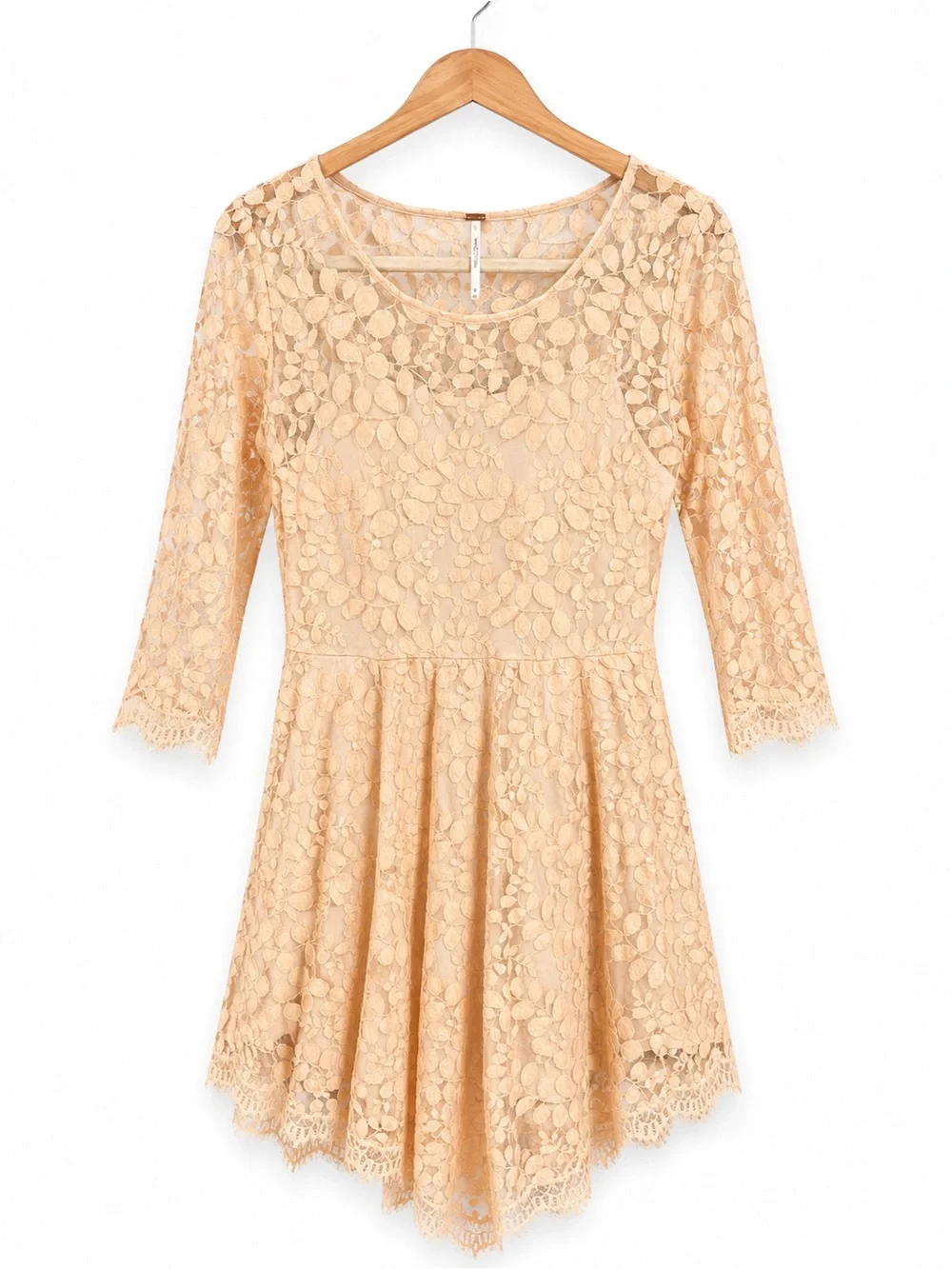 Free People Roco Lace Dress Size 10 Taupe Blush Boho Romantic